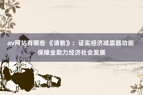 av网站有哪些 《请教》:证实经济减震器功能 保障业助力经济社会发展