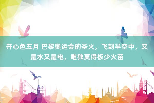 开心色五月 巴黎奥运会的圣火,飞到半空中,又是水又是电,唯独莫得极少火苗