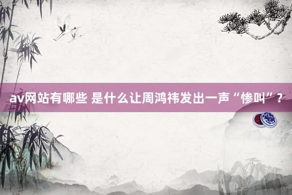 av网站有哪些 是什么让周鸿祎发出一声“惨叫”?
