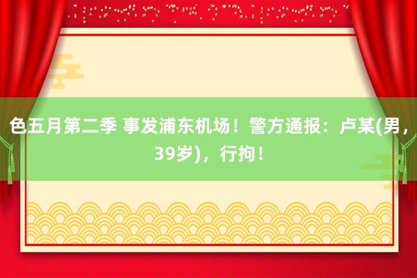 色五月第二季 事发浦东机场!警方通报:卢某(男,39岁),行拘!