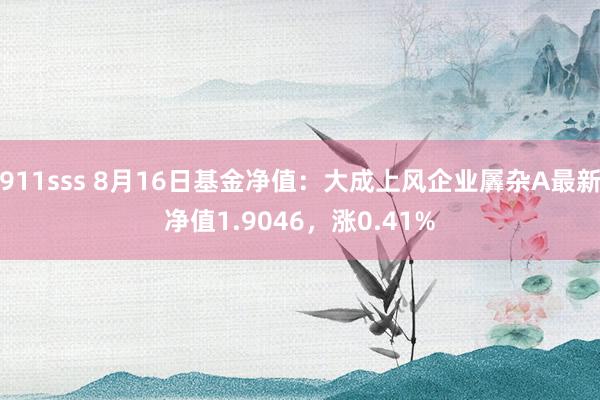 911sss 8月16日基金净值:大成上风企业羼杂A最新净值1.9046,涨0.41%