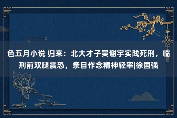 色五月小说 归来:北大才子吴谢宇实践死刑,临刑前双腿震恐,条目作念精神轻率|徐国强